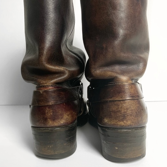 Vintage Leather Harness Boots Deer Skin Lined - Picture 5 of 6